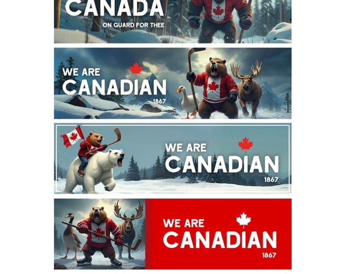 4x Pack, Canada Bumper Sticker, Magnet, Vinyl Sticker or Magnet in UV Laminate Coating - 8 inch wide