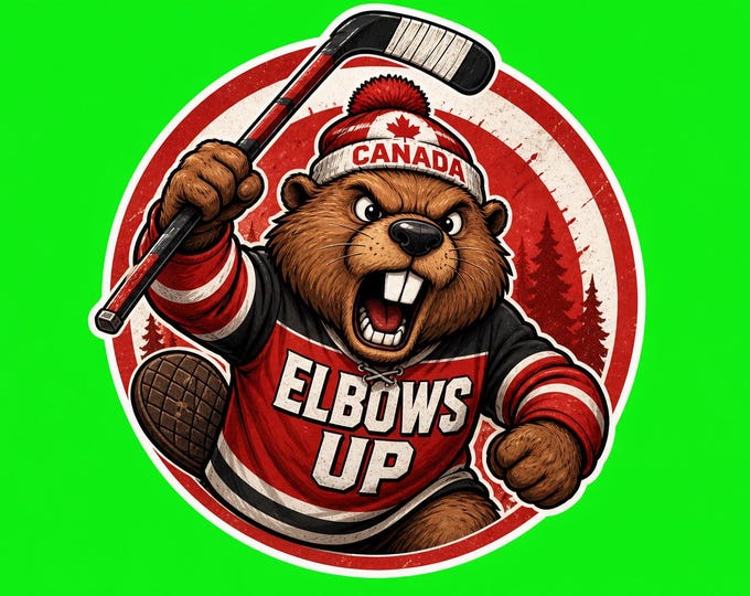 Proudly Canadian Round Elbows Up Bumper Sticker, Magnet, Vinyl Sticker or Window Cling, UV Laminate Coating