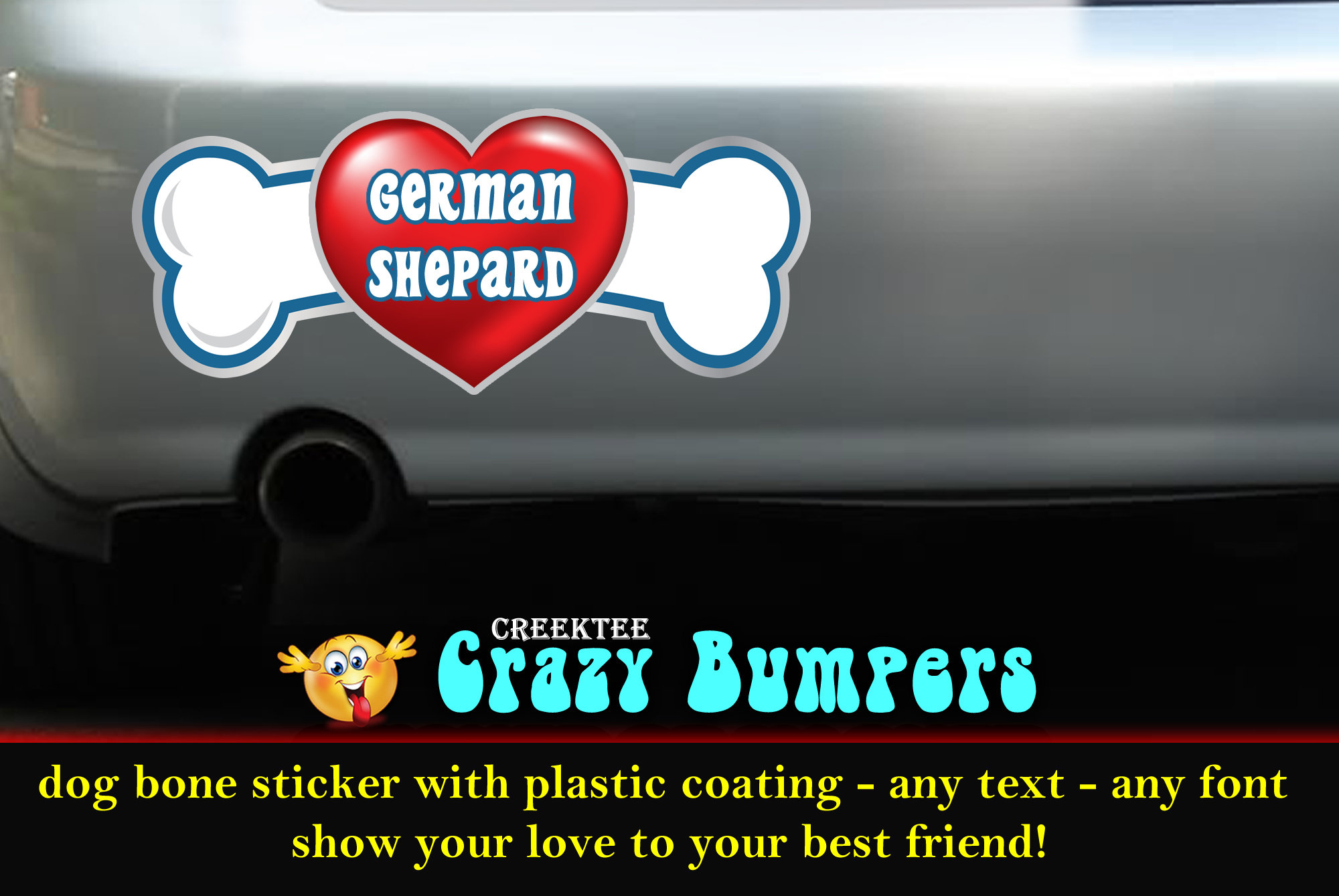 I Love my German Shepard dog bone sticker 3 inch x 7 inch bumper sticker die cut outline - Custom changes and orders welcomed! I Love my German Shepard dog bone sticker 3 inch x 7 inch bumper sticker die cut outline - Custom changes and orders welcomed!