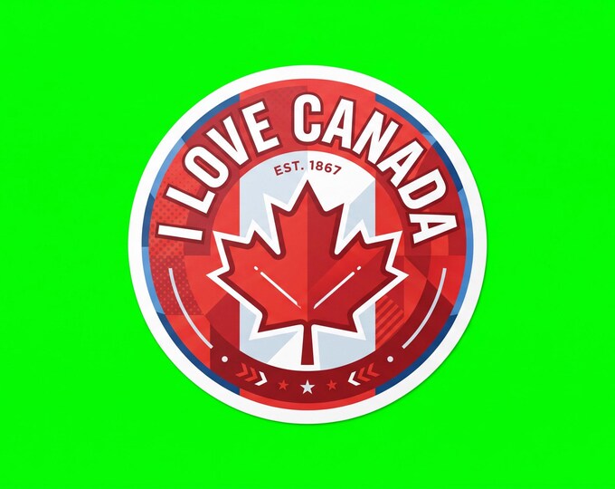 I Love Canada Bumper Sticker, Magnet, Vinyl Sticker or Window Cling, UV Laminate Coating