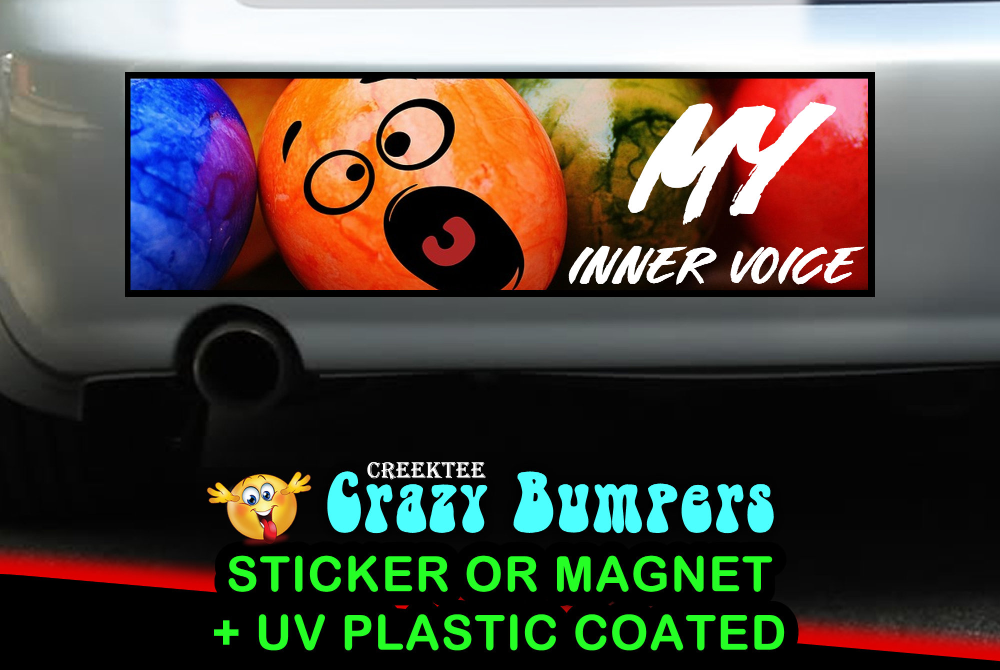 My Inner Voice 10 x 3 Bumper Sticker or Magnetic Bumper Sticker Available
