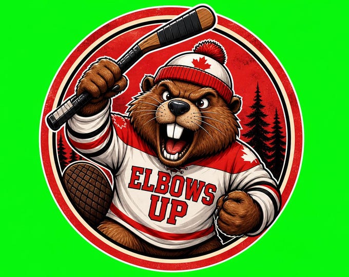 Proudly Canadian Round Elbows Up Bumper Sticker, Magnet, Vinyl Sticker or Window Cling, UV Laminate Coating