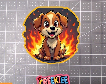 Everything Is Fine, Burning Fire Vinyl Sticker, Window Cling or Magnet in UV Laminate Coating