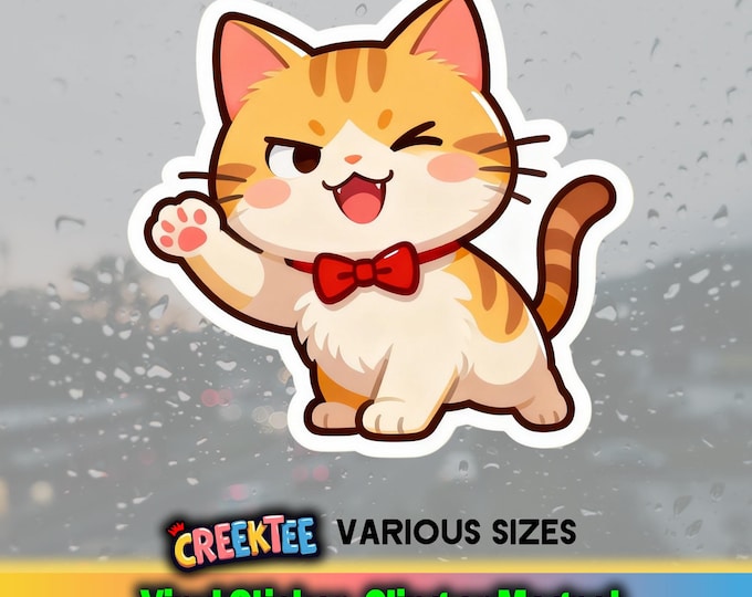 Funny Cat Vinyl Sticker, Window Cling, or Magnet