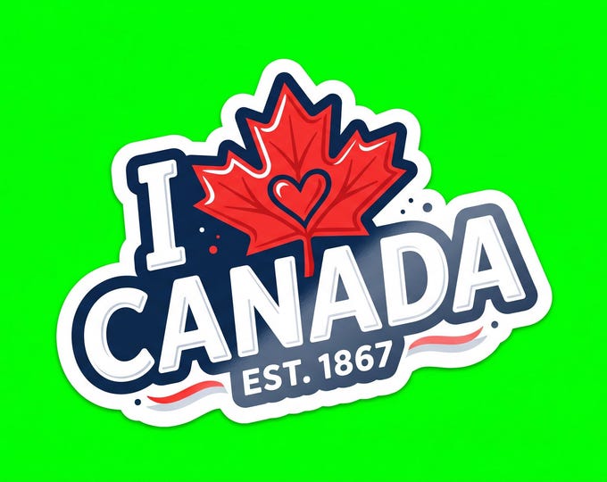 I Love Canada Bumper Sticker, Magnet, Vinyl Sticker or Window Cling, UV Laminate Coating