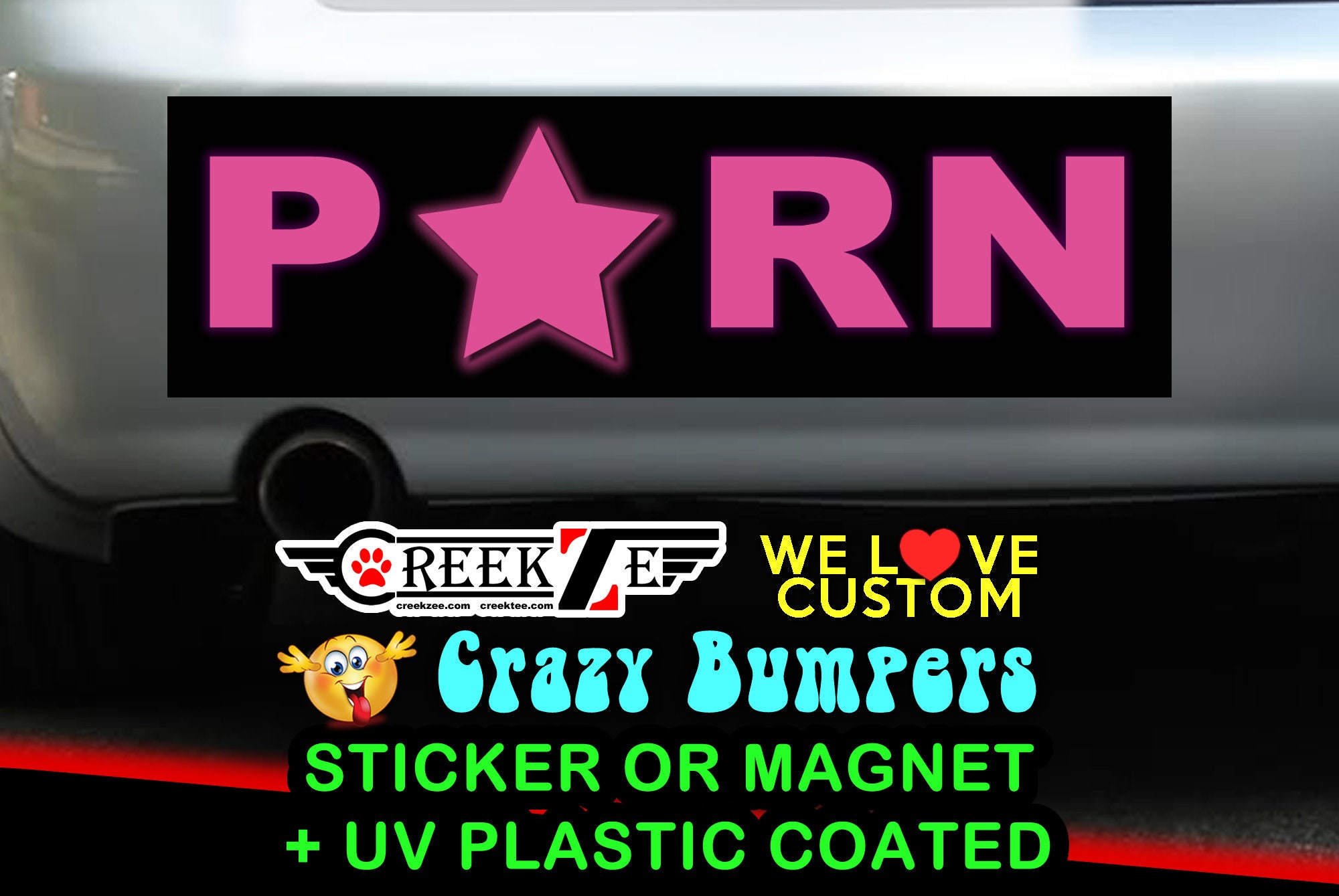 P*RN bumper Sticker or MagneT sticker sizes, 4