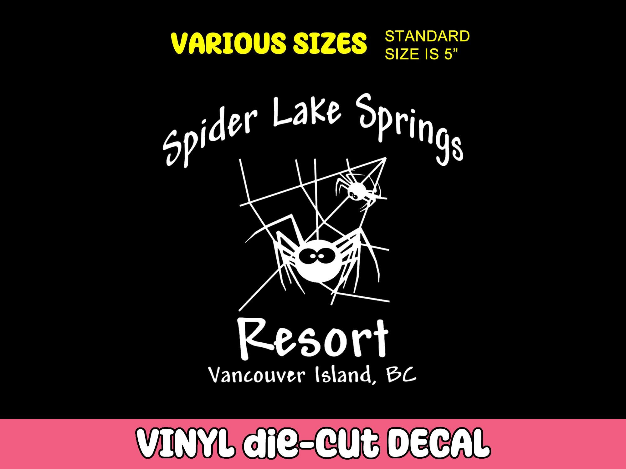 Spider Lake Springs Resort Vinyl Decal Various Sizes and Colors Die Cut Vinyl Decal also in Cool Chrome Colors