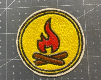 2.5 inch campfire iron on or sew on embroidered patch