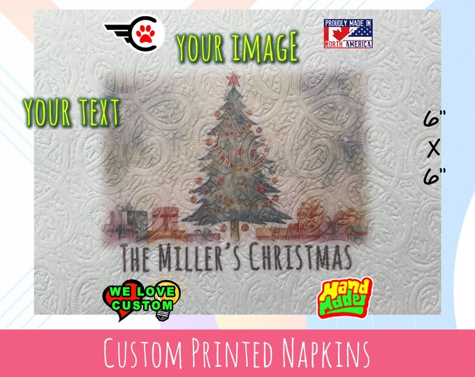 8X Custom Full Color Disposable Napkins | Custom Logo Napkins | Custom Photo Napkins | Full Color Napkins 6"x6" Disposable Napkins - Photo +