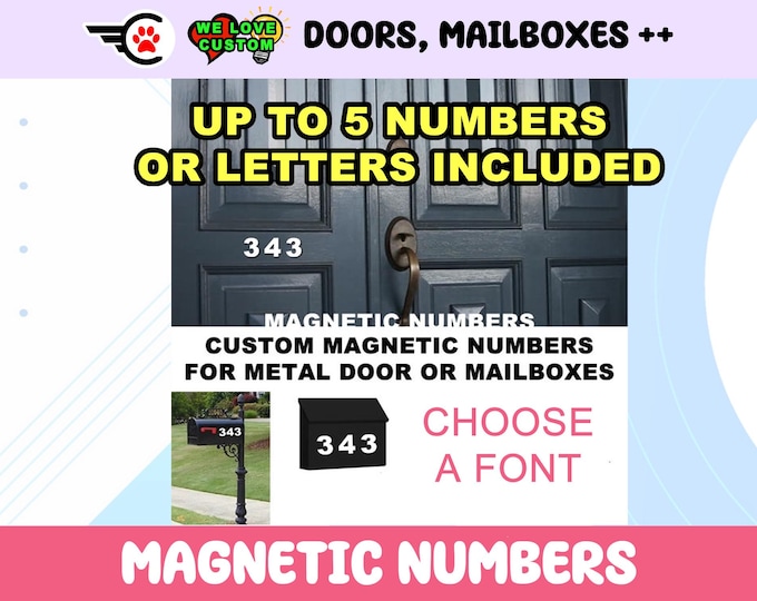 up to 5 Custom Magnetic Numbers or Letters Various Heights 20 mil flexible vinyl magnet