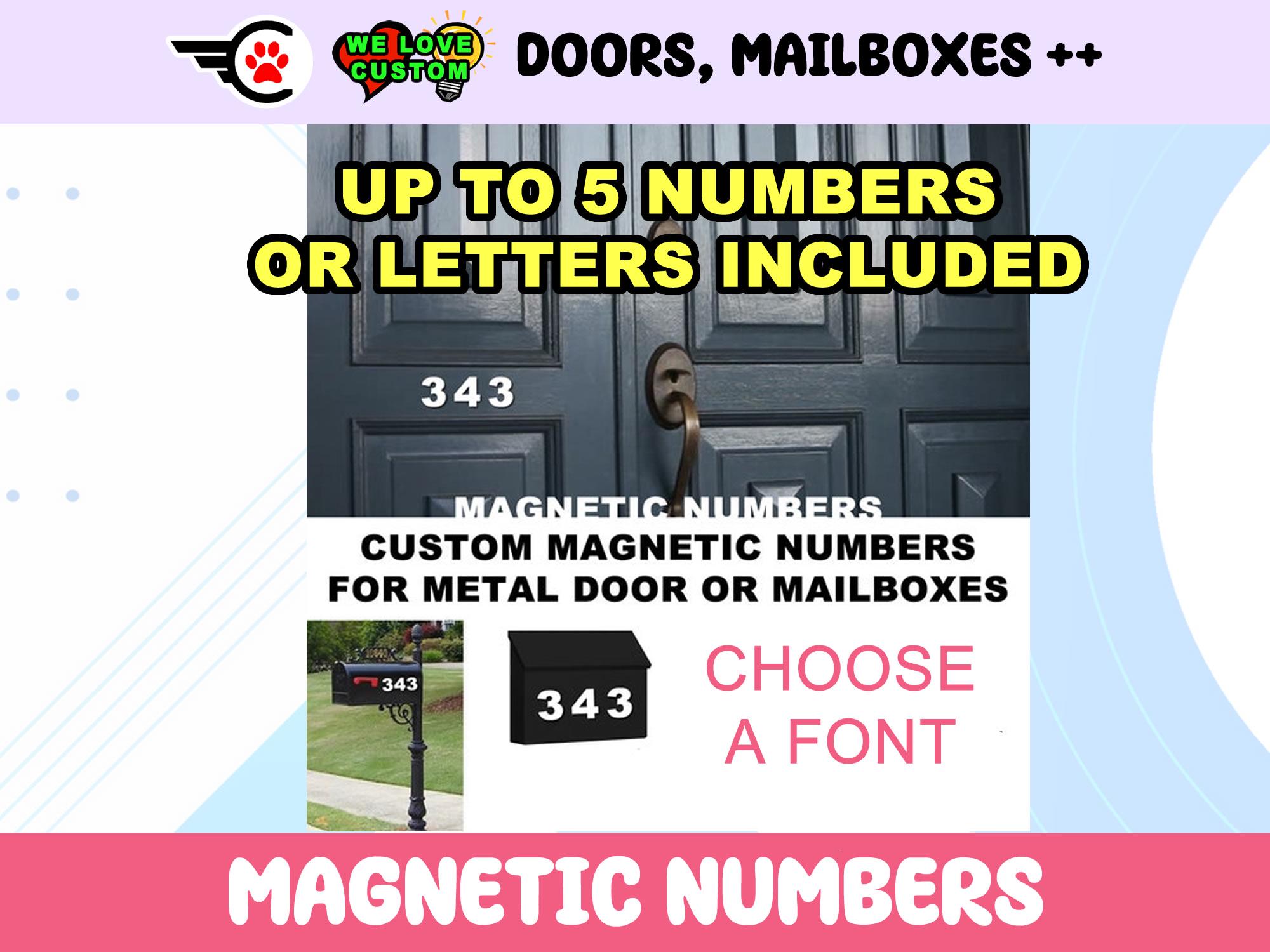up to 5 Custom Magnetic Numbers or Letters Various Heights 20 mil flexible vinyl magnet