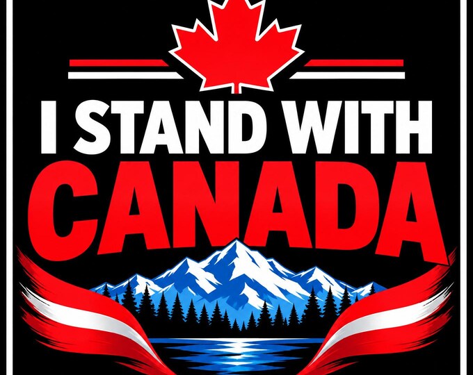 I Stand With Canada Square Bumper Sticker, Magnet, Vinyl Sticker or Window Cling, UV Laminate Coating, laptop, water bottle
