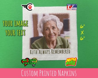 8X Custom Full Color Disposable Napkins | Custom Logo Napkins | Custom Photo Napkins | Full Color Napkins 6"x6" Disposable Napkins - Photo +