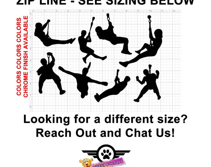 Zip Line Vinyl Decals Various Sizes and Colors Die Cut Vinyl Decal also in Cool Chrome Colors