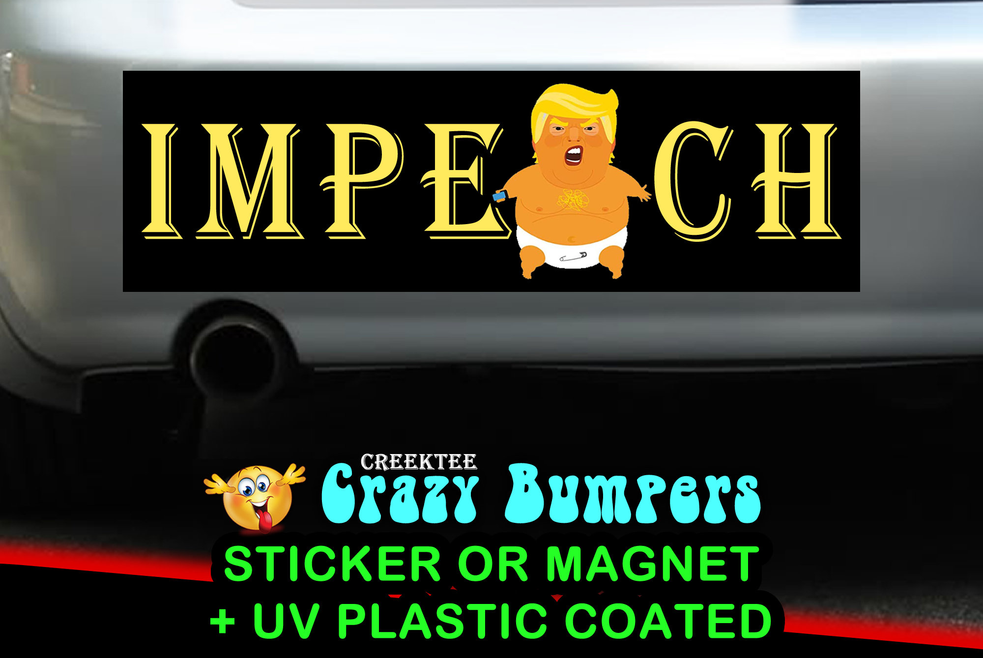 Impeach Trump Up 10 x 3 Bumper Sticker - Custom changes and orders welcomed! Impeach Trump Up 10 x 3 Bumper Sticker - Custom changes and orders welcomed!