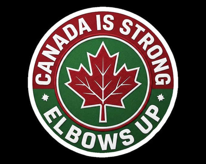 Canada Is Strong Elbows Up Round Bumper Sticker, Magnet, Vinyl Sticker or Window Cling, UV Laminate Coating