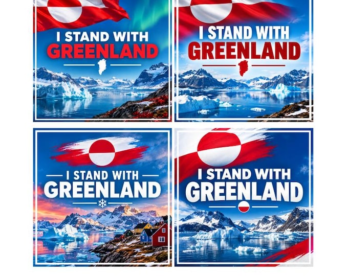 4x Pack, I Stand With Greenland Bumper Sticker, Magnet, Vinyl Sticker or Magnet in UV Laminate Coating - 4 inch wide