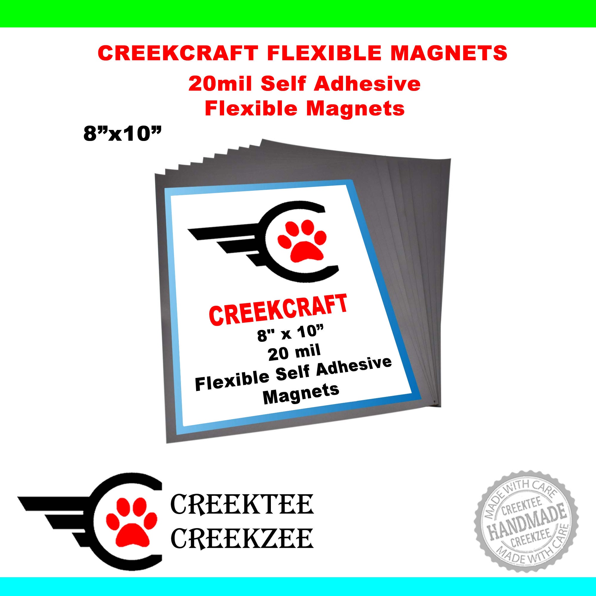 5 Adhesive Magnetic Sheets of 8 x 10-20 mil Thick 