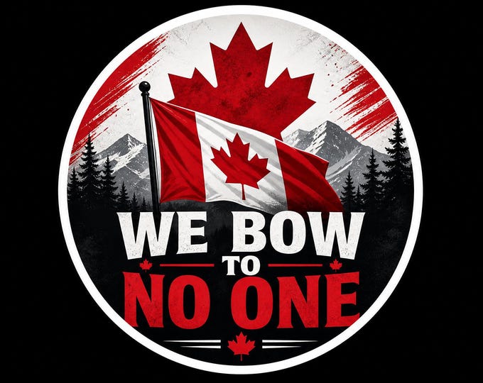 Canada We Bow To No One Round Bumper Sticker, Magnet, Vinyl Sticker or Window Cling, UV Laminate Coating, laptop, water bottle