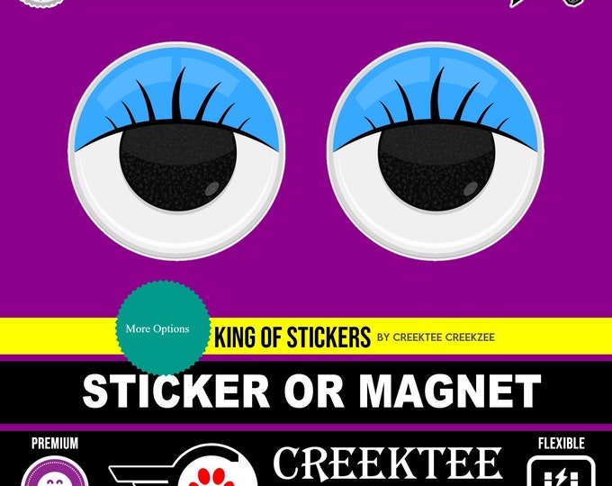 Set of eyes Die-Cut sticker or magnet in various widths, 3" to 9"