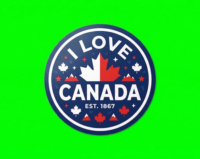 I Love Canada Bumper Sticker, Magnet, Vinyl Sticker or Window Cling, UV Laminate Coating