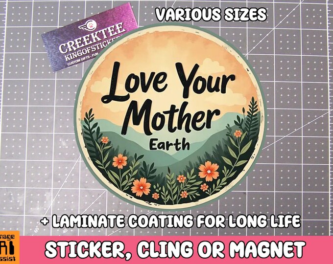 Love Your Mother Earth Vinyl Sticker, Window Cling or Magnet in UV Laminate Coating
