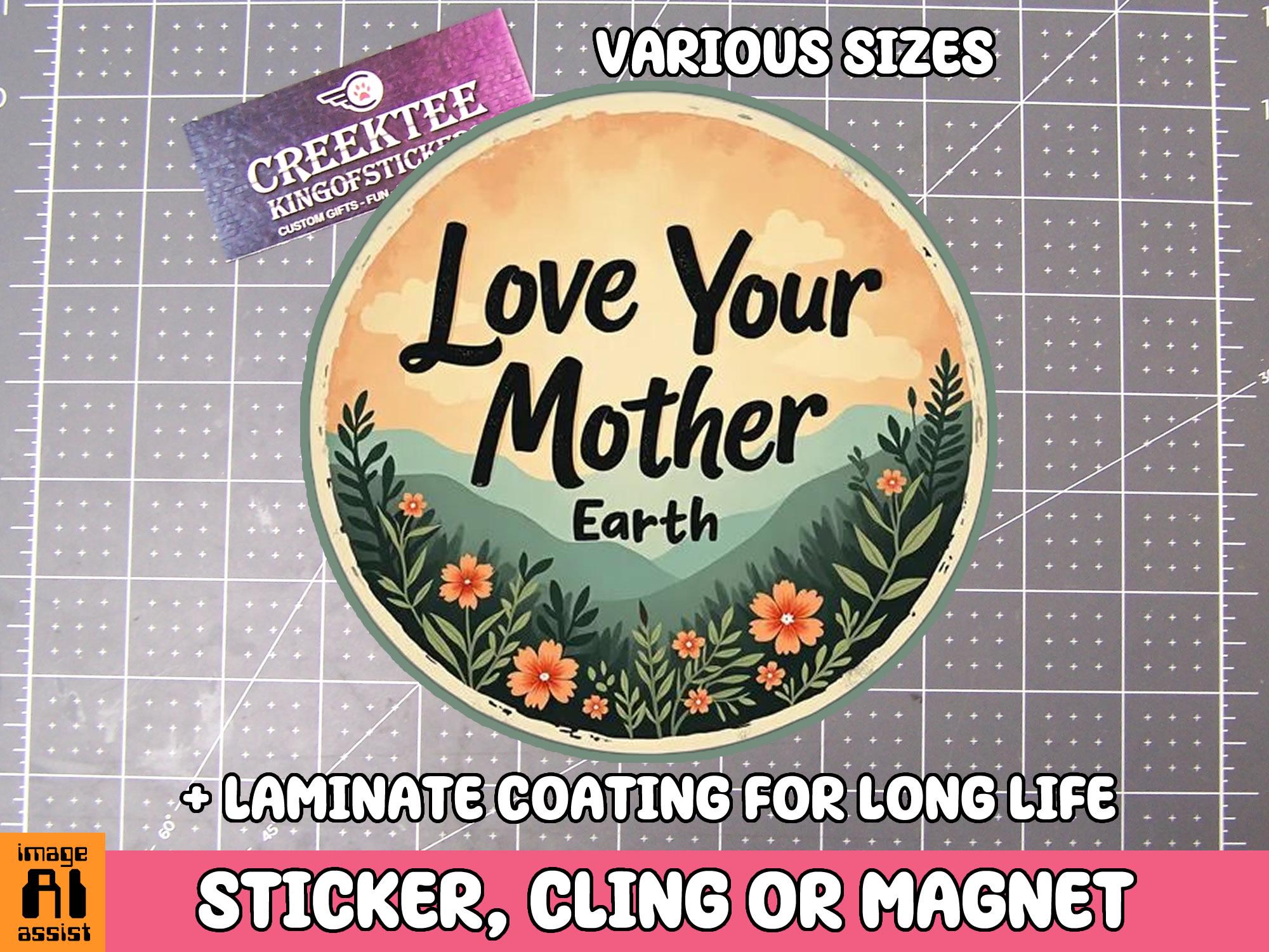 Love Your Mother Earth Vinyl Sticker, Window Cling or Magnet in UV Laminate Coating