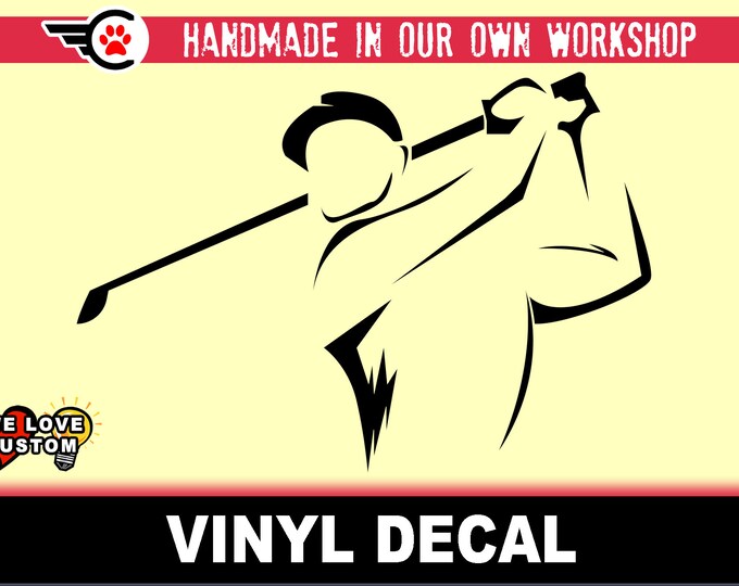 Golfer Vinyl Decal Various Sizes and Colors Die Cut Vinyl Decal also in Cool Chrome Colors!