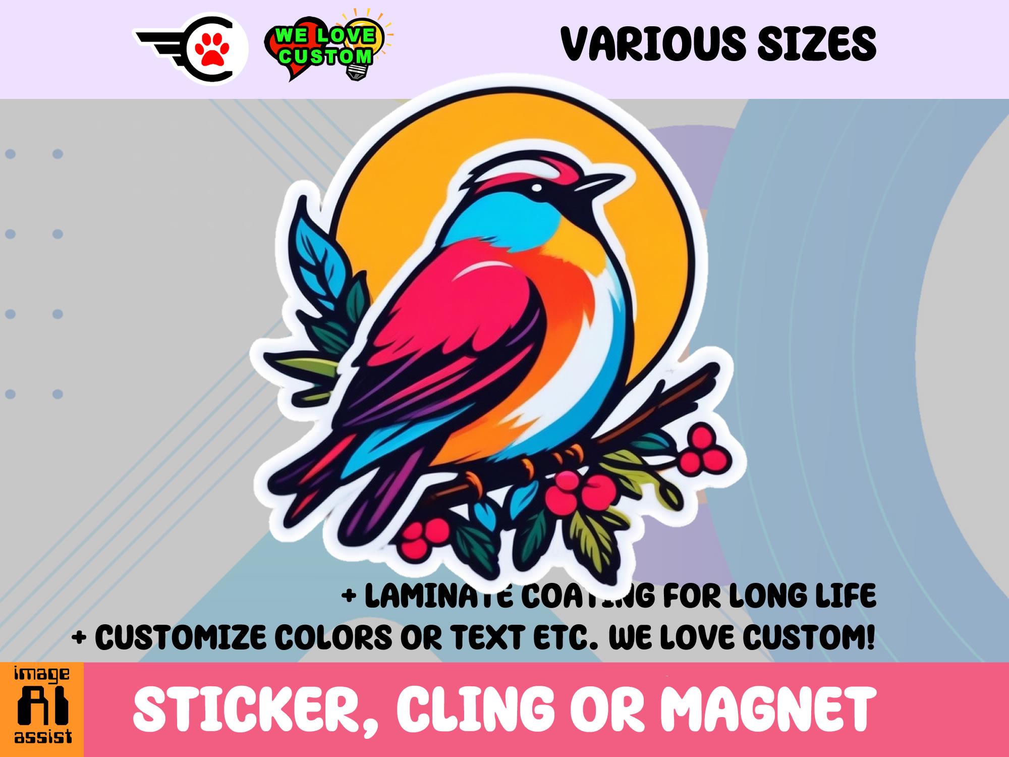 Cute Bird Vinyl Sticker, Magnet or Window Cling in Various Sizes