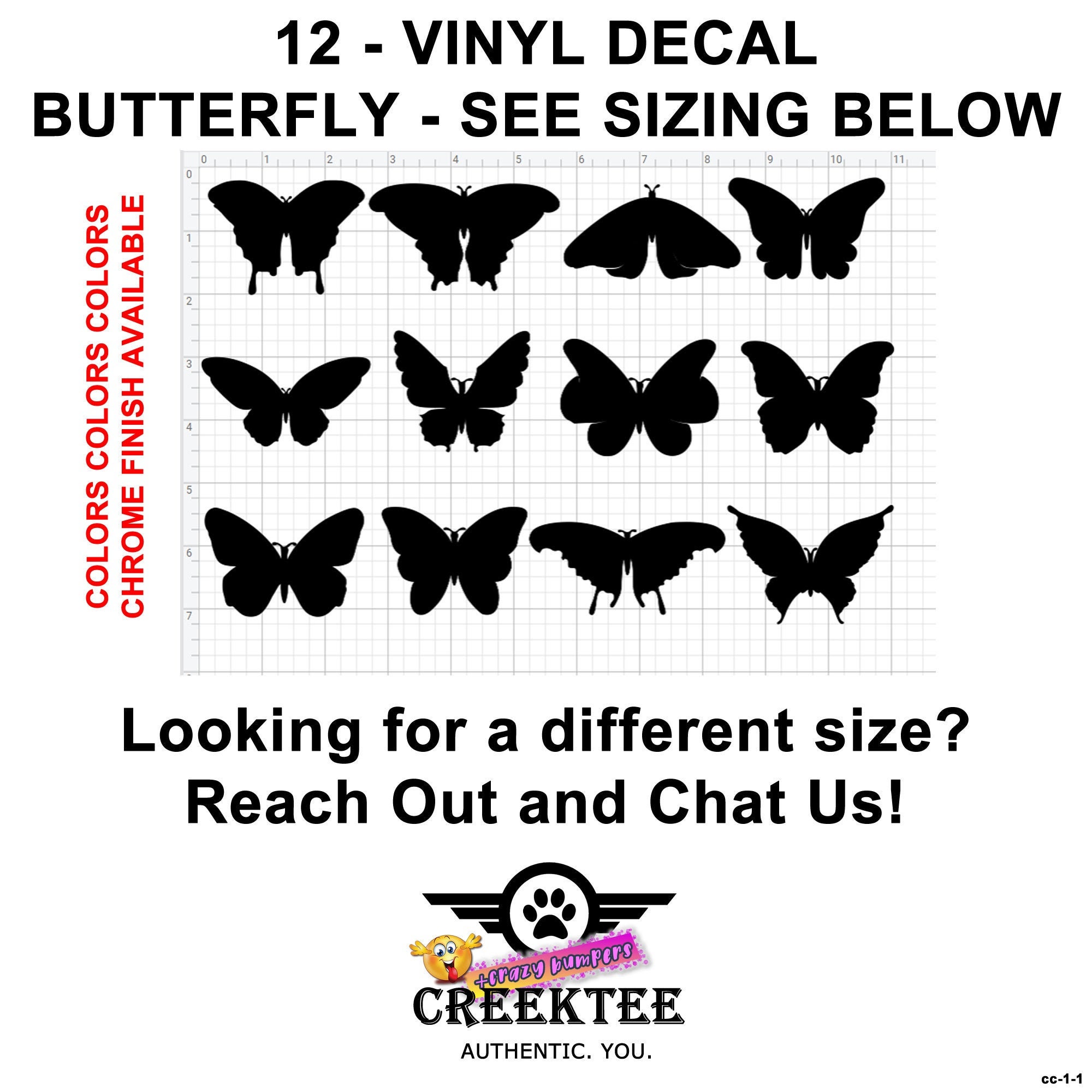 12 Butterfly Vinyl Decals see image for sizing also various sizes and colors - colours 12 Butterfly Vinyl Decals see image for sizing also various sizes and colors - colours