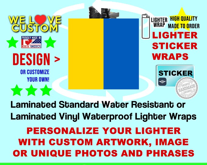 Ukraine 2X Custom Sticker Wrap for Lighter, Waterproof sticker with laminate coating for long durability,  ..sticker only!