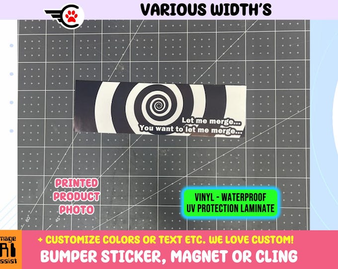Hypnotic Spiral Bumper Sticker, Magnet, or Window Cling, UV Laminate