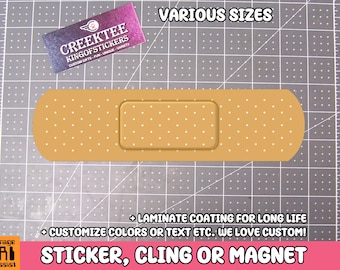 2x Bandage Vinyl Bumper Sticker, Window Cling or Bumper Sticker Magnet in UV Laminate Coating Choose 10" for Standard Size