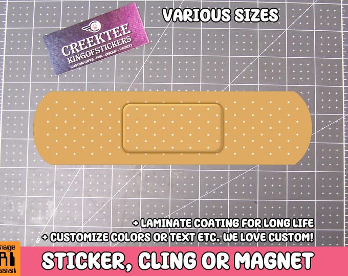 2x Bandage Vinyl Bumper Sticker, Window Cling or Bumper Sticker Magnet in UV Laminate Coating Choose 10" for Standard Size