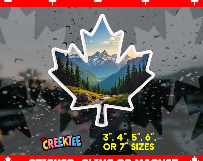 Canada Scenic Maple Leaf Bumper Sticker, Magnet, Vinyl Sticker, Window Cling, UV Laminate, laptop, water bottle