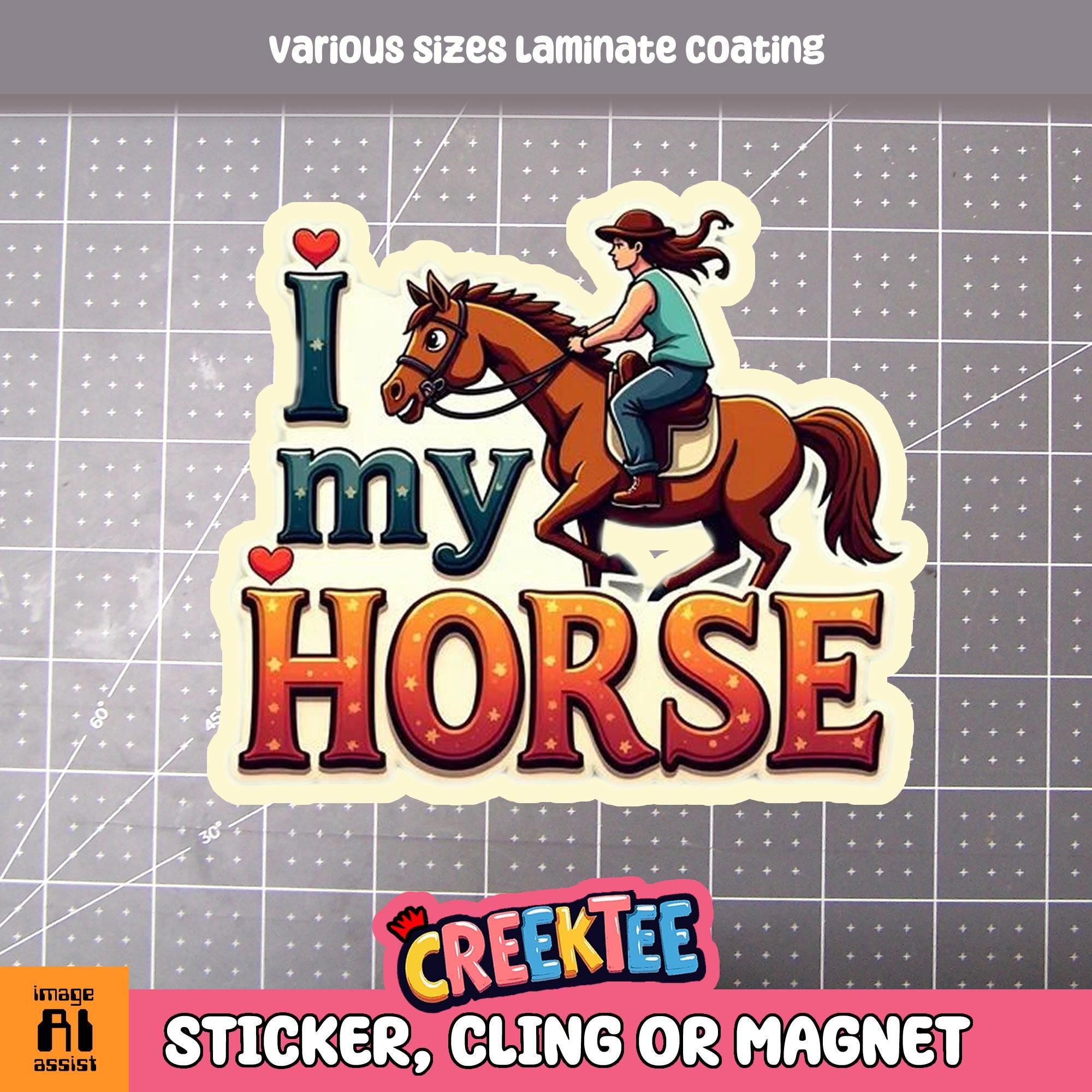 I Love My Horse Vinyl Sticker, Window Cling or Magnet in UV Laminate Coating