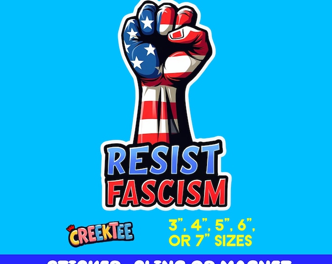 Resist Fascism Bumper Sticker, Magnet, Vinyl Sticker or Window Cling, UV Laminate, laptop, bottle