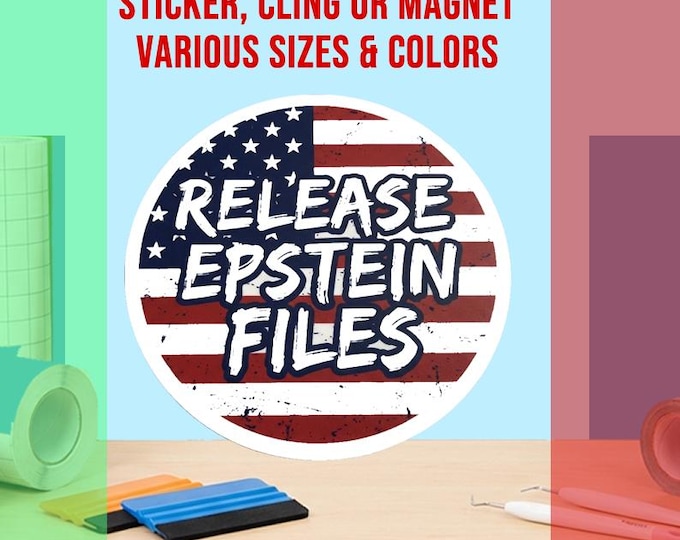 Release Epstein Files Round Bumper Sticker, Magnet, Vinyl Sticker or Window Cling, UV Laminate Coating, laptop, water bottle
