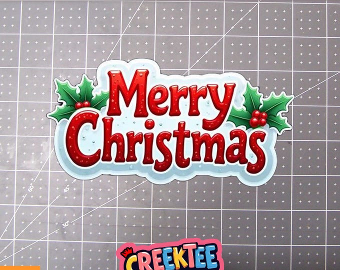 Merry Christmas Vinyl Sticker, Window Cling or Magnet in UV Laminate Coating