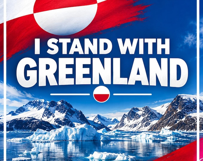 I Stand With Greenland Square Bumper Sticker, Magnet, Vinyl Sticker or Window Cling, UV Laminate Coating, laptop, water bottle