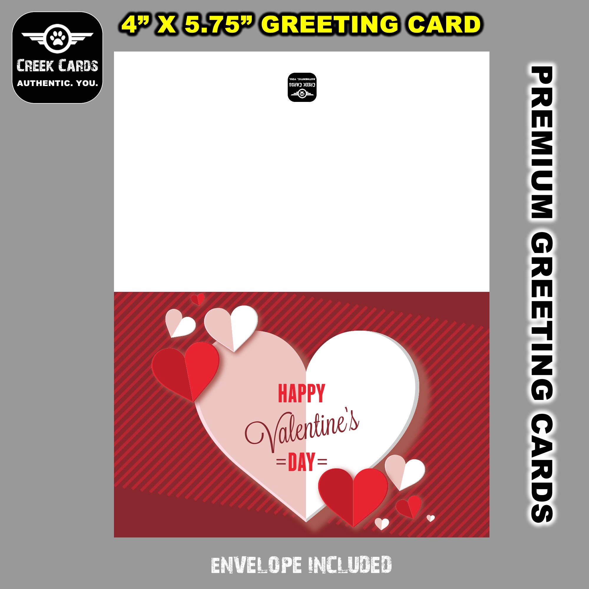 Valentines Day Premium Greeting Card Triple Layer with Laminate Coating. 5.25-5.5 inches high by 4-4.25 inches wide Valentines Day Premium Greeting Card Triple Layer with Laminate Coating. 5.25-5.5 inches high by 4-4.25 inches wide