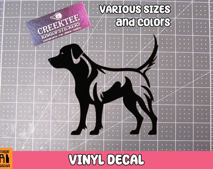 Dog Outline Vinyl Decal Various Sizes and Colors Die Cut Vinyl Decal also in Cool Chrome Colors