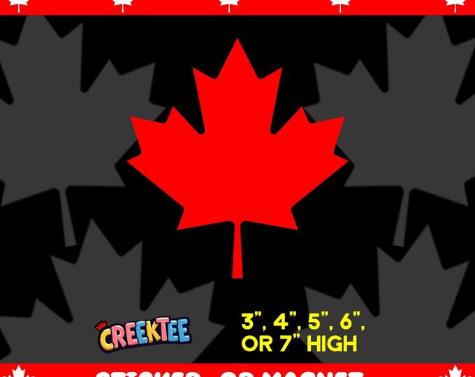 Canada Maple Leaf Bumper Sticker, Magnet, Vinyl Sticker or Window Cling, UV Laminate Coating, laptop, water bottle