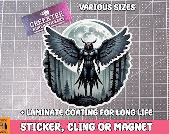 Mothman Vinyl Sticker, Magnet or Window Cling in Various Sizes with Laminate Coating Cool Cryptids