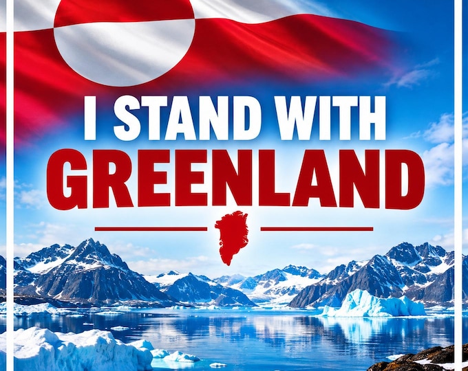 I Stand With Greenland Square Bumper Sticker, Magnet, Vinyl Sticker or Window Cling, UV Laminate Coating, laptop, water bottle