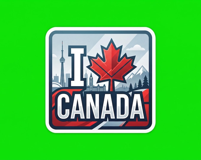 I Love Canada Bumper Sticker, Magnet, Vinyl Sticker or Window Cling, UV Laminate Coating