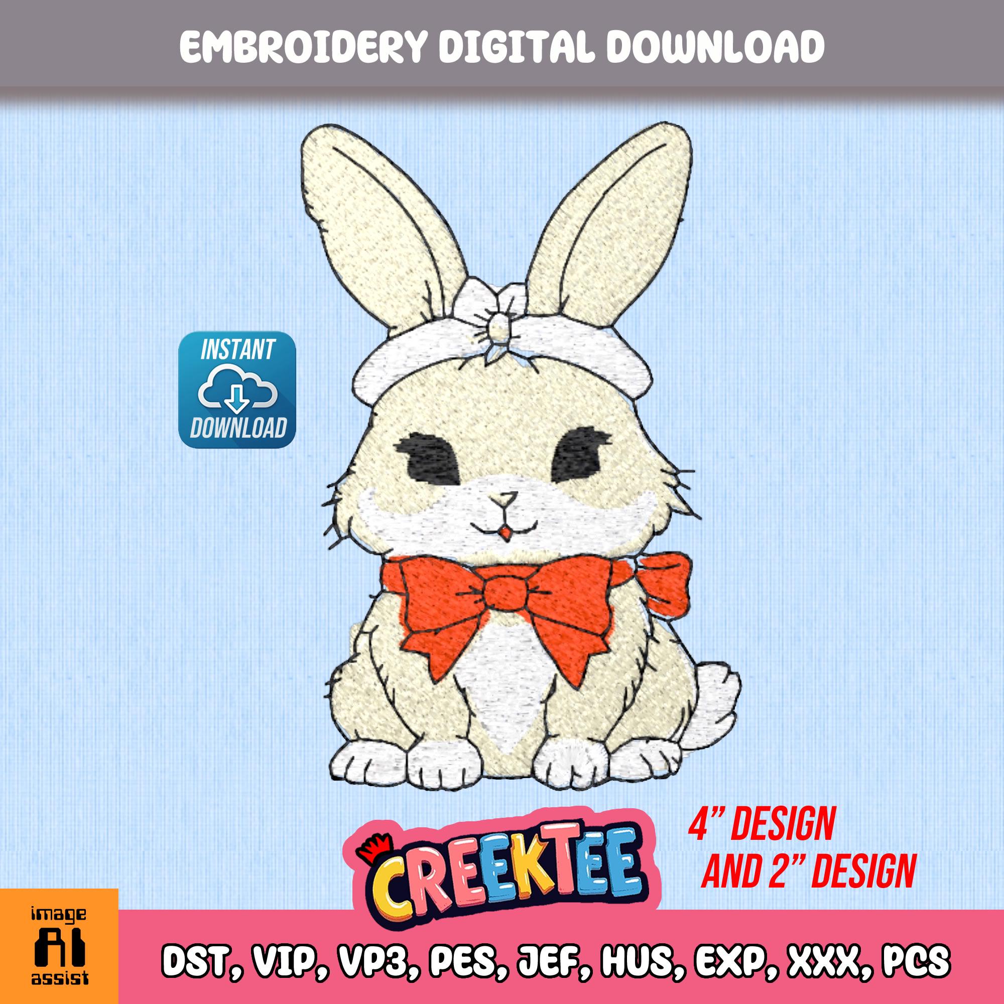 Embroidery File Cute Rabbit Instant Digital Download In Various Formats