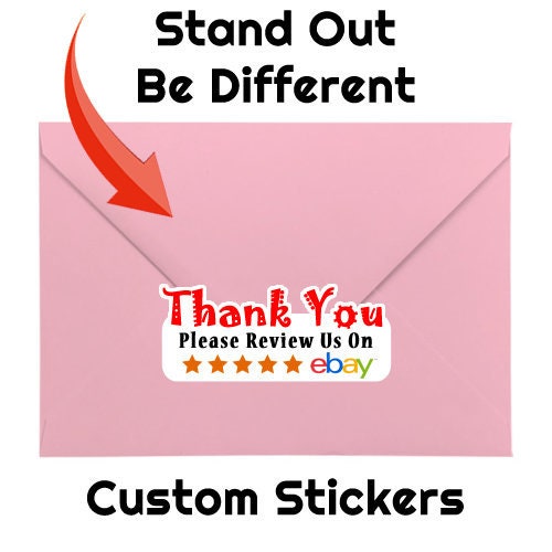 Thank You Please Review Us On ebay 1.25 x 3 Stand Out Kiss Cut Vinyl Sticker (Sheet of 14) Thank You Please Review Us On ebay 1.25 x 3 Stand Out Kiss Cut Vinyl Sticker (Sheet of 14)