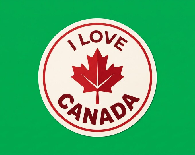 I Love Canada Bumper Sticker, Magnet, Vinyl Sticker or Window Cling, UV Laminate Coating