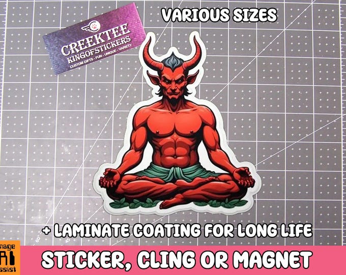 Zen Devil Vinyl Sticker, Window Cling or Magnet in UV Laminate Coating
